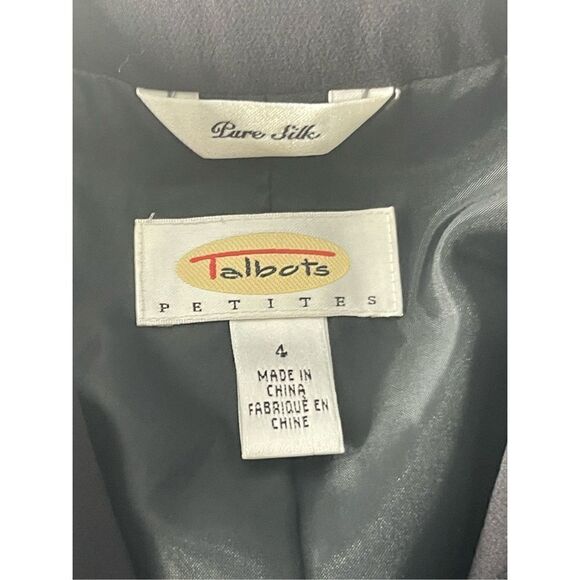 Talbots Petites Pure Silk 3 Button Black Blazer Size 4 - Picture 2 of 6
